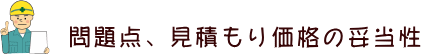 問題点、見積もり価格の妥当性